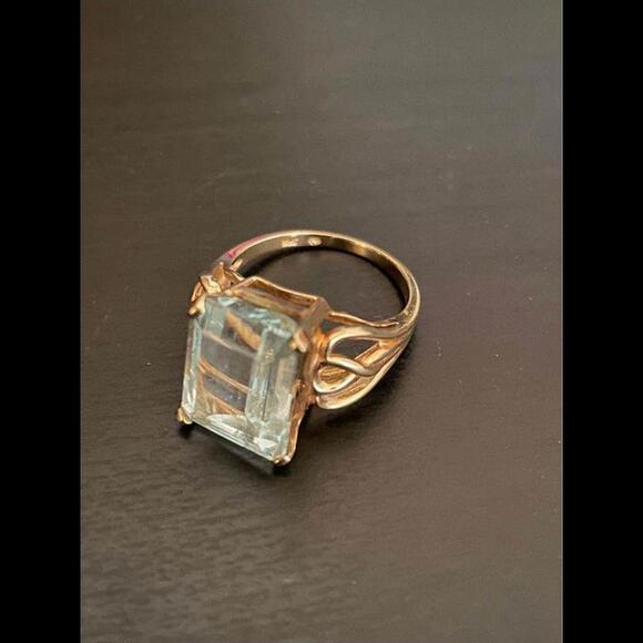 Vintage 14K Aquamarine Sz. 6 - Picture 2 of 7